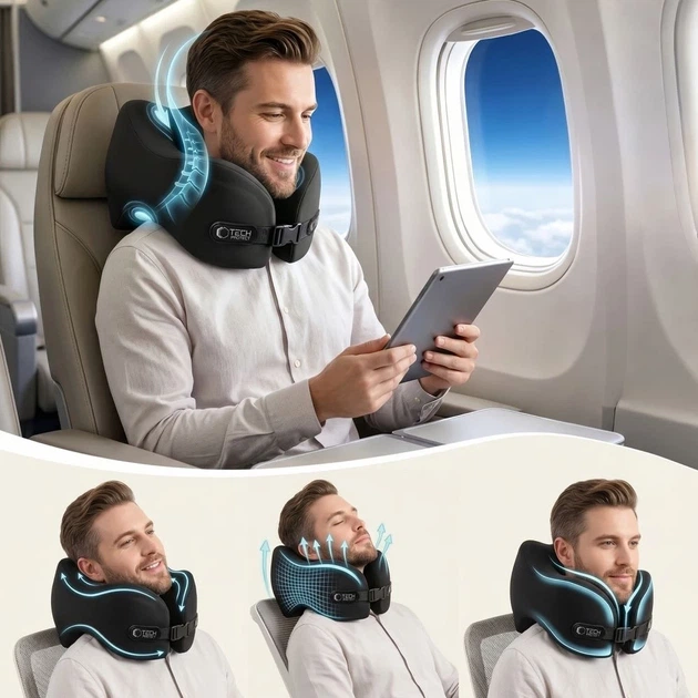 Подушка для путешествий Tech-Protect ComfortRest Travel Neck Pillow Black (5906302353118) - изображение 4