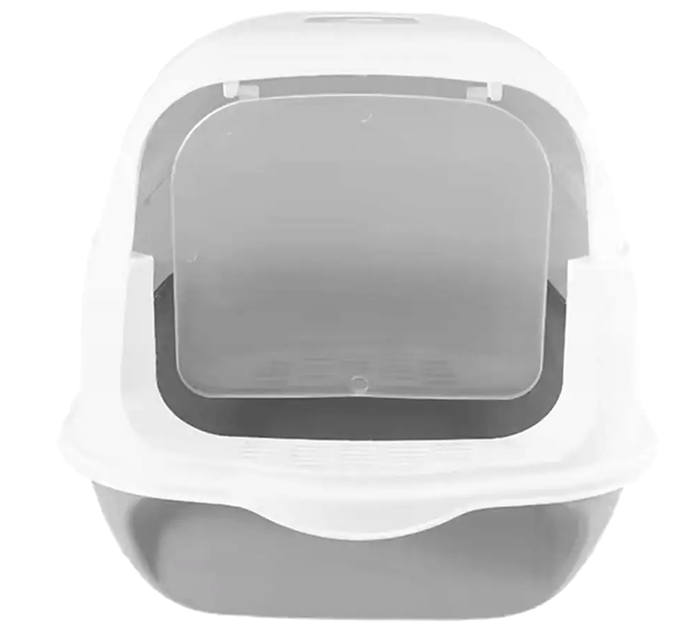 Закрытый туалет для кошек с дверцей и совком 50x35x33 см серый LS-3056 - изображение 8