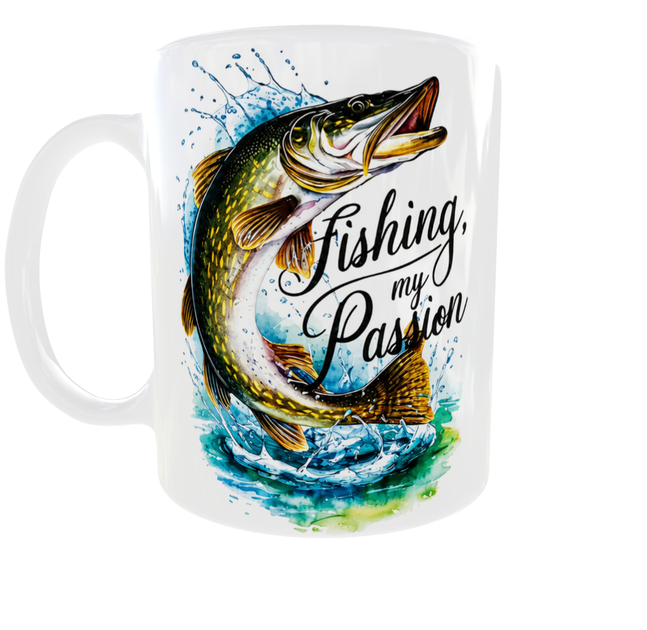 Кружка (чашка) з принтом Fishing My Passion – щука, риболовля, подарунок рибалці | Керамічна 330 мл - Фото 3 Кружка (чашка) з принтом Fishing My Passion – щука, риболовля, подарунок рибалці | Керамічна 330 мл - зображення 3