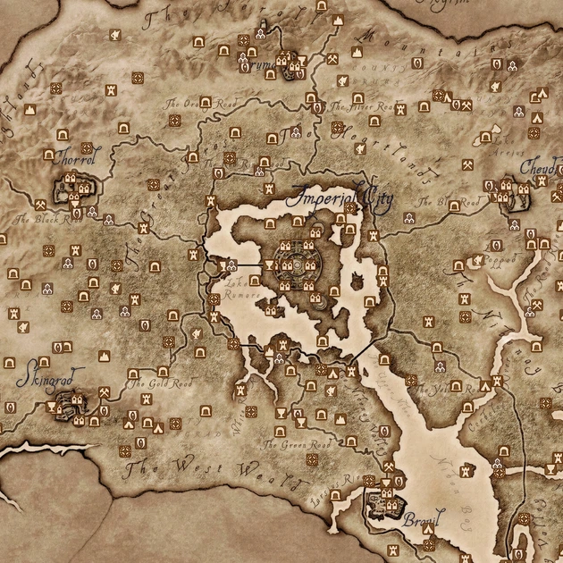 Интерьерная картина Карта провинциї Сиродил, Тамриэль, Cyrodiil, Oblivion, Elder Scrolls, декор комнаты геймера, 30×37 см (id6588) - изображение 4