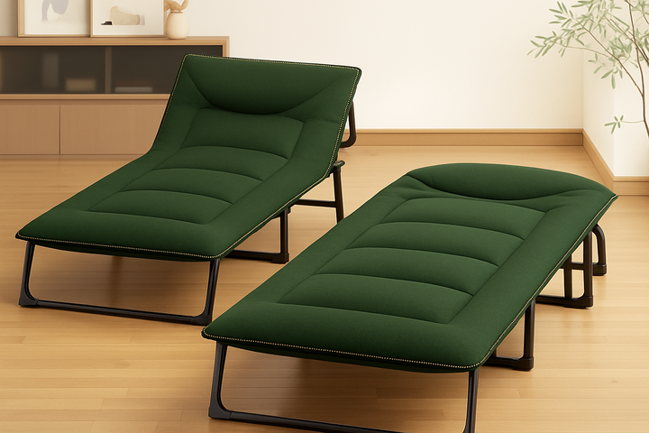 Розкладне ліжко з вбудованим матрацом LEOBRO Green 193х68х30 см, з регульованою спинкою, поліестер, зелене - зображення 3