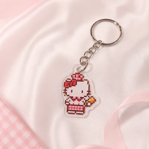 Акриловий брелок Hello Kitty (Хеллоу Кітті) піксельний 3×2 см 06 - зображення 2