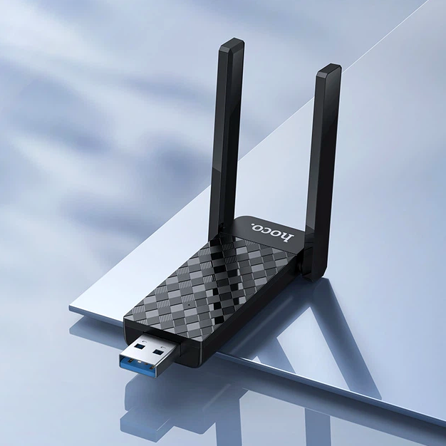Адаптер WiFi Hoco USB WiFi6 286 Мбит/с Dual Antenna Черный - изображение 8