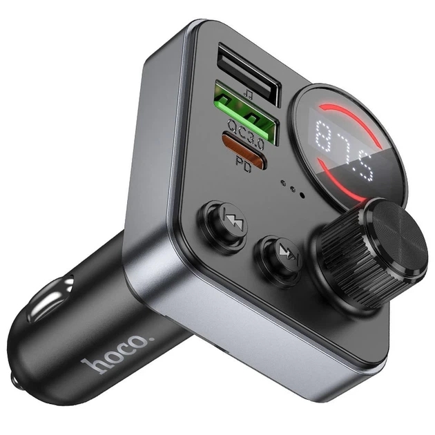 Трансмітер автомобільний Hoco E86 Bluetooth 2 x USB A + USB C QC3.0 PD 48W Black (6942007646956) - Фото 4 Трансмітер автомобільний Hoco E86 Bluetooth 2 x USB A + USB C QC3.0 PD 48W Black (6942007646956) - зображення 4
