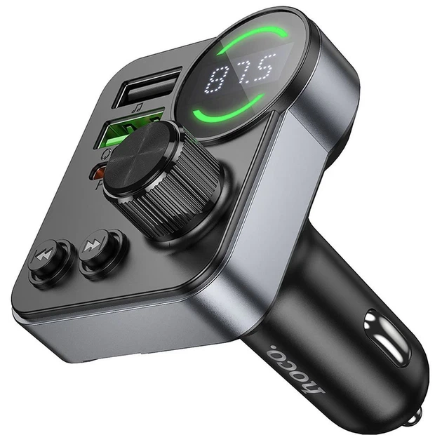 Трансмітер автомобільний Hoco E86 Bluetooth 2 x USB A + USB C QC3.0 PD 48W Black (6942007646956) - Фото 6 Трансмітер автомобільний Hoco E86 Bluetooth 2 x USB A + USB C QC3.0 PD 48W Black (6942007646956) - зображення 6