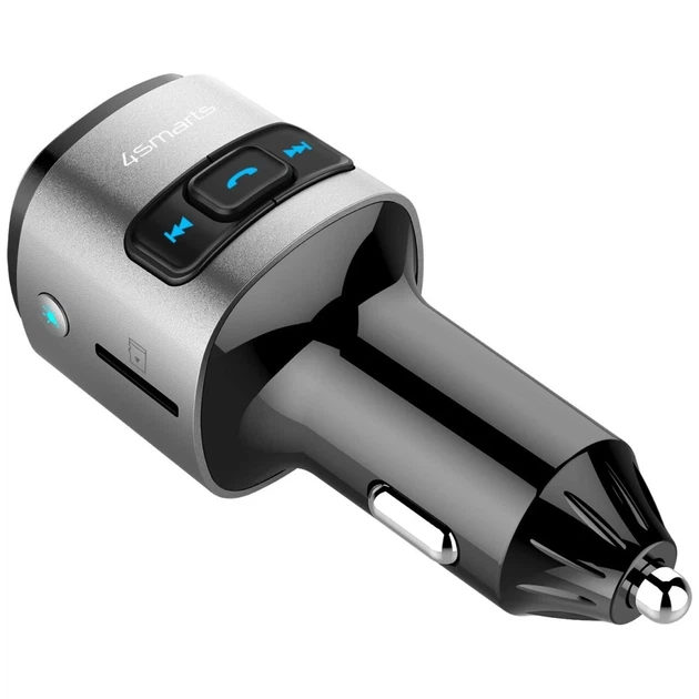 Ładowarka samochodowa z nadajnikiem FM Bluetooth 4smarts Media&Assist 2 Silver (4250774956669) - obraz 4