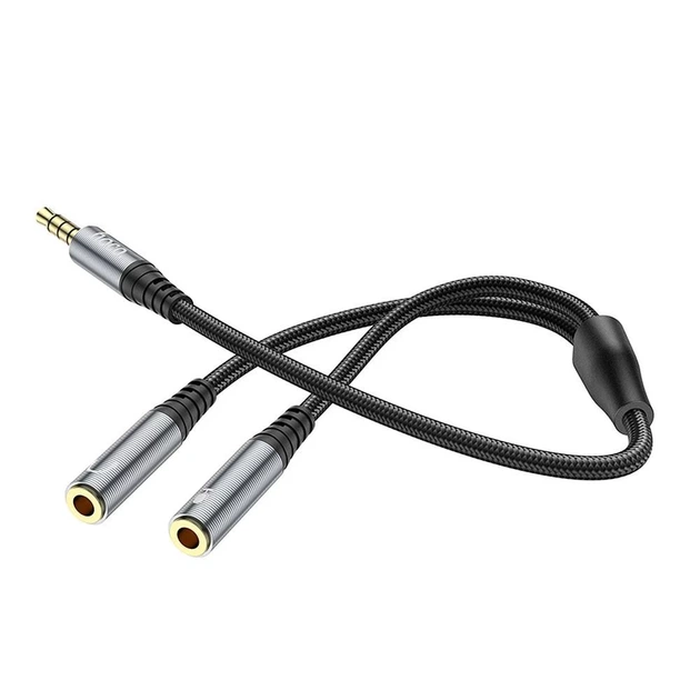 Кабель Hoco UPA21 AUX 2в1 Jack 3.5 mm (male) to 2x Jack 3.5 mm (female) 0.25 m Grey (6931474766809) - Фото 3 Кабель Hoco UPA21 AUX 2в1 Jack 3.5 mm (male) to 2x Jack 3.5 mm (female) 0.25 m Grey (6931474766809) - изображение 3