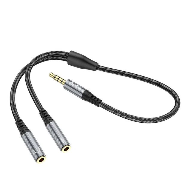 Кабель Hoco UPA21 AUX 2в1 Jack 3.5 mm (male) to 2x Jack 3.5 mm (female) 0.25 m Grey (6931474766809) - Фото 6 Кабель Hoco UPA21 AUX 2в1 Jack 3.5 mm (male) to 2x Jack 3.5 mm (female) 0.25 m Grey (6931474766809) - изображение 6