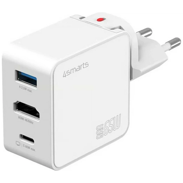 Дорожное зарядное устройство 4smarts Flex Adapter Hub 65W GaN USB-C/USB-A/HDMI White (541711) - Фото 1 Дорожное зарядное устройство 4smarts Flex Adapter Hub 65W GaN USB-C/USB-A/HDMI White (541711) - изображение 1