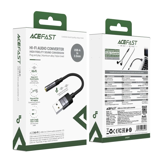 Адаптер Acefast J13 USB-A на mini jack 3.5 mm Black (6974316285298) - Фото 5 Адаптер Acefast J13 USB-A на mini jack 3.5 mm Black (6974316285298) - изображение 5