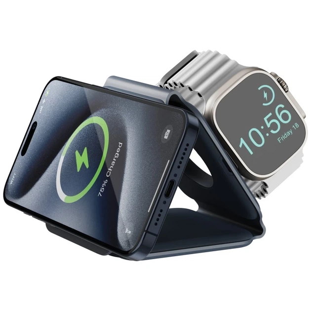 Ładowarka bezprzewodowa Energea Bazic GoMag Trio Plus 3w1 15W Fast Charging Navy (8885020100624) - obraz 2