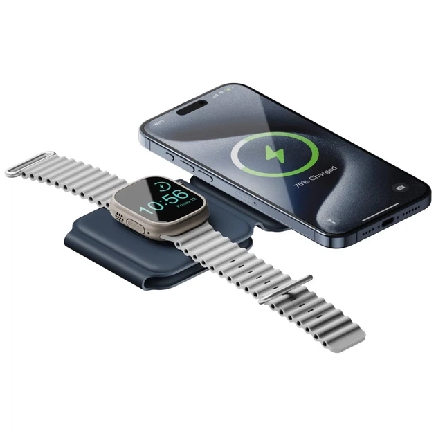 Ładowarka bezprzewodowa Energea Bazic GoMag Trio Plus 3w1 15W Fast Charging Navy (8885020100624) - obraz 3