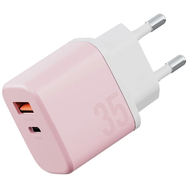 Ładowarka sieciowa Energea Bazic GoPort Velox Kit USB-C/USB-A GaN 35W z kablem Pink (8885020102574) - obraz 2