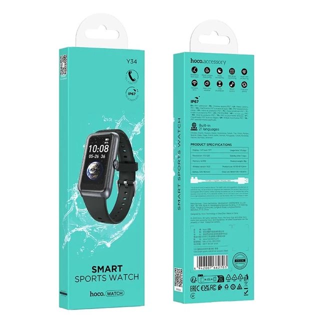 Смарт-годинник Hoco Y34 1,47" IP67 з функцією дзвінка Black (6942007662703) - Фото 6 Смарт-годинник Hoco Y34 1,47" IP67 з функцією дзвінка Black (6942007662703) - зображення 6