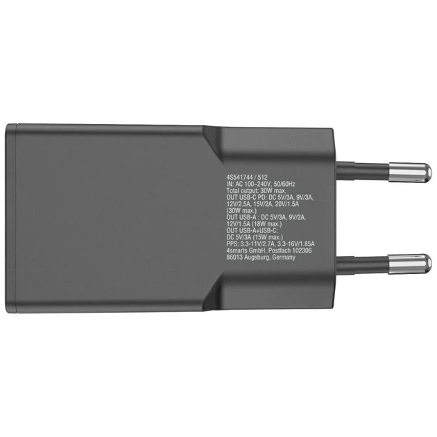 Ładowarka 4smarts FlatPlug Duos 30 W GaN USB-C/USB-A Black (4252011913381) - obraz 4