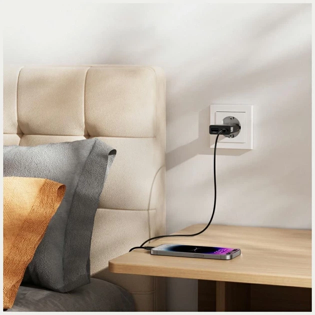 Ładowarka 4smarts FlatPlug Duos 30 W GaN USB-C/USB-A Black (4252011913381) - obraz 5