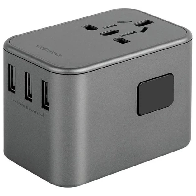 Сетевое зарядное устройство Energea Travelworld 3xUSB+2xUSB-C PD PPS QC3.0 35.5W 4в1 US/UA/EU/UK Gunmetal (TWA35-GUN) - изображение 2