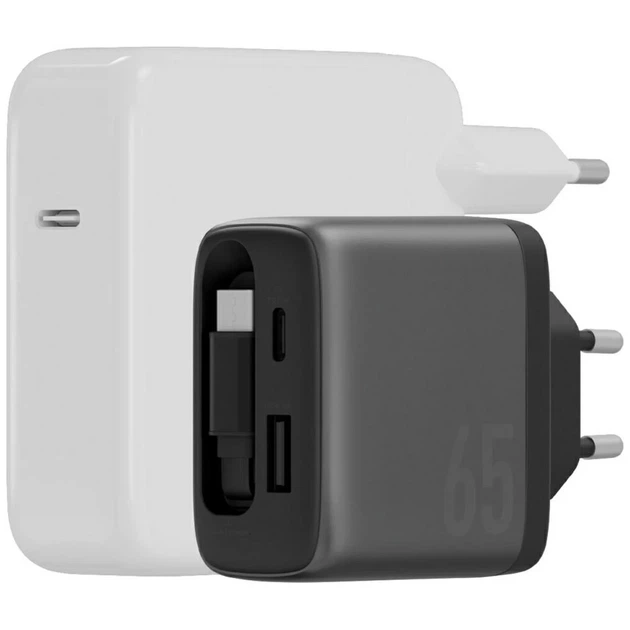 Ładowarka sieciowa Energea Ampcharge Arc 65 USB-A/USB-C + kabel USB-C PD/PPS/QC3.0 GaN Gunmetal (8885020104264) - obraz 4