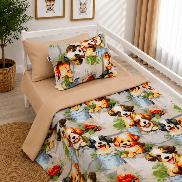 Простынь Mirson Бязь 17-0983 Puppy Picnic 220x240 см (2200013685425) - Фото 3 Простынь Mirson Бязь 17-0983 Puppy Picnic 220x240 см (2200013685425) - изображение 3