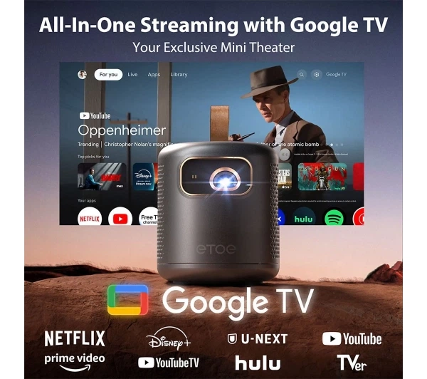 Проектор ETOE Dolphin LED DLP Full HD Wi-Fi Bluetooth Chromecast AirPlay Google TV - Фото 6 Проектор ETOE Dolphin LED DLP Full HD Wi-Fi Bluetooth Chromecast AirPlay Google TV - изображение 6