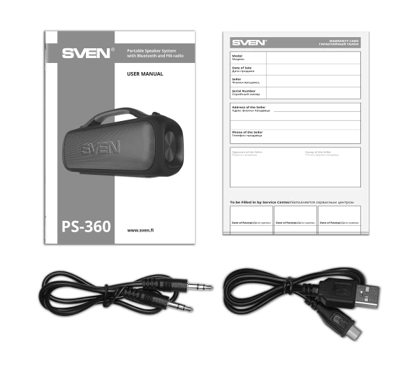 Bluetooth-колонка Sven PS-360 24W Радіо FM Чорний - Фото 6 Bluetooth-колонка Sven PS-360 24W Радіо FM Чорний - зображення 6