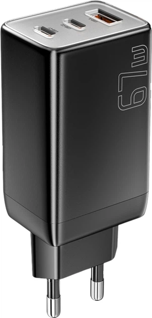 Сетевое зарядное устройство ESSAGER Ranges 67W GaN Charger 2C+1A QC4.0 FCP PD Black (ECT67W-LJB01-Z) - изображение 3