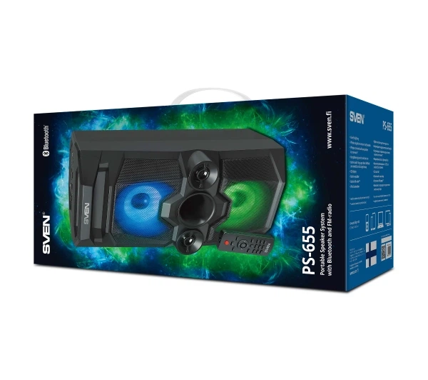 Bluetooth динамік Sven PS-655 50W Чорний - зображення 10