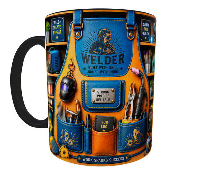 Кружка (чашка) з принтом "Welder" із серії Professional Organizer Collection – подарунок зварювальнику, електрозварнику | Керамічна 330 мл(чорна ручка) - зображення 4