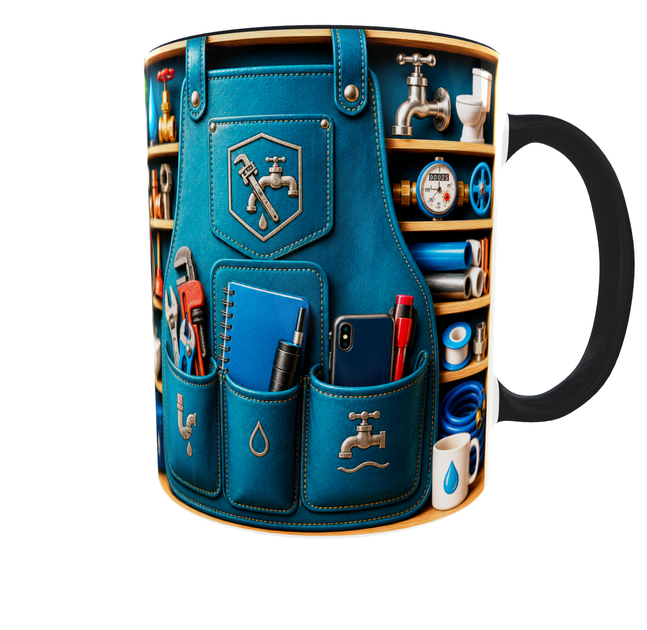Кружка (чашка) з принтом "Plumber" із серії Professional Organizer Collection – подарунок сантехніку, майстру сантехнічних робіт | Керамічна 330 мл(чорна ручка) - зображення 4