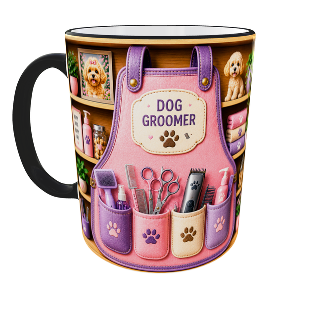 Кружка (чашка) з принтом "Dog Groomer" із серії Professional Organizer Collection – подарунок грумеру собак, майстру грумінгу | Керамічна 330 мл(чорна ручка) - зображення 3