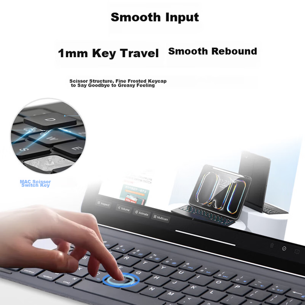 Чехол-клавиатура Smorss магнитный для iPad 2025/10-го поколения - Фото 9 Чехол-клавиатура Smorss магнитный для iPad 2025/10-го поколения - изображение 9