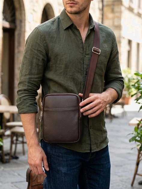 Сумка планшет через плечо мужская из натуральная кожи Vintage leather-22863 Коричневая - Фото 2 Сумка планшет через плечо мужская из натуральная кожи Vintage leather-22863 Коричневая - изображение 2