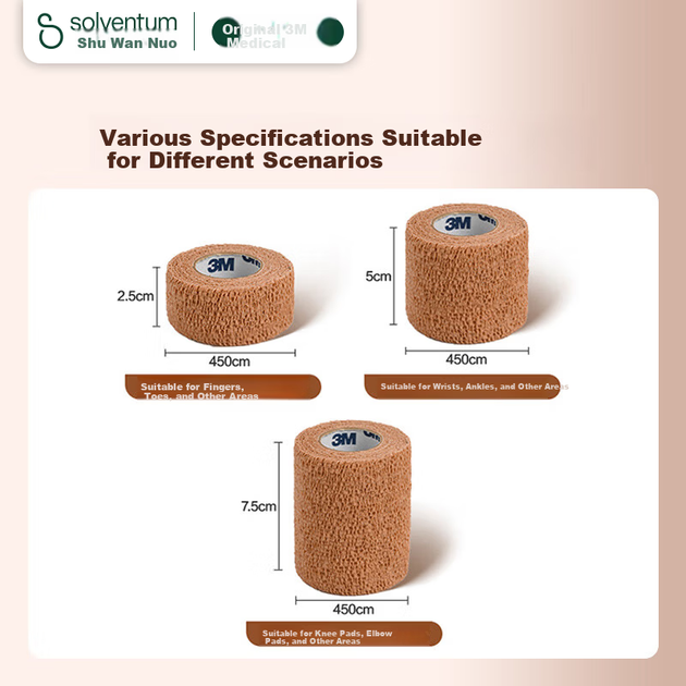 Еластичний бинт 3M 1581 самоклейний, дихаючий, спортивний, для ран і пальців, 5 рулонів - зображення 8