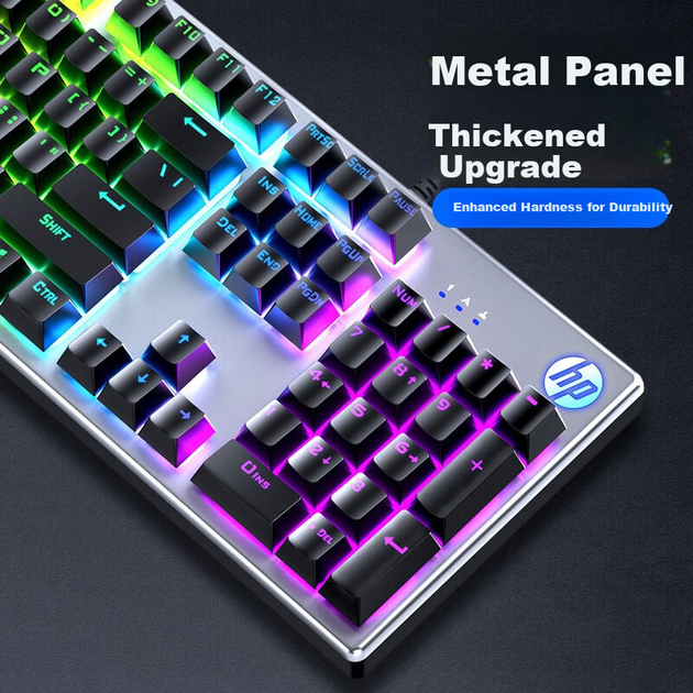 Клавиатура HP K500Y механическая проводная игровая ретро-стиль, подсветка, черная - изображение 3