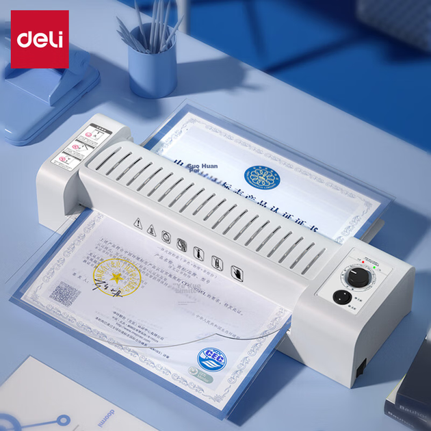 Ламінатор Deli A3/A4 для дому та офісу, шість регульованих налаштувань, автоматична подача та згортання плівки, для фотографій та документів, холодне ламінування/гаряче ламінування, сірий 3892 - зображення 10