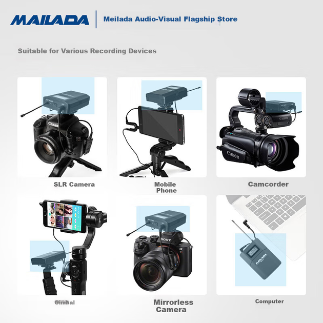 Беспроводной мини-микрофон Mailada WM8 Upgraded Mini Bee, крепление на камеру, микрофон для аудиозаписи, запись интервью на цифровую зеркальную камеру, микрофон для прямой трансляции на мобильный телефон, работает от батареек. - изображение 7