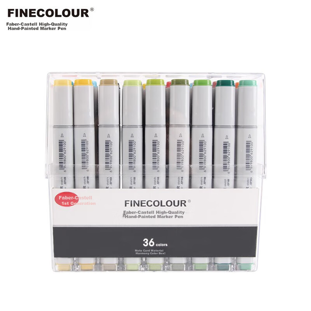 Спиртовые маркеры FINECOLOUR первого поколения с двумя наконечниками, стандартный универсальный набор, 36 цветов в прозрачной упаковке, акварельные маркеры для художественного эскизирования, для эстетического образования. - Фото 3 Спиртовые маркеры FINECOLOUR первого поколения с двумя наконечниками, стандартный универсальный набор, 36 цветов в прозрачной упаковке, акварельные маркеры для художественного эскизирования, для эстетического образования. - изображение 3