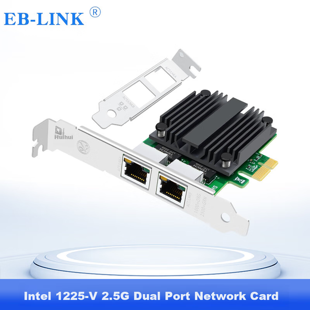 Карта сетевая EB-LINK на чипе Intel I225 PCIe двухпортовая 2.5G - изображение 4