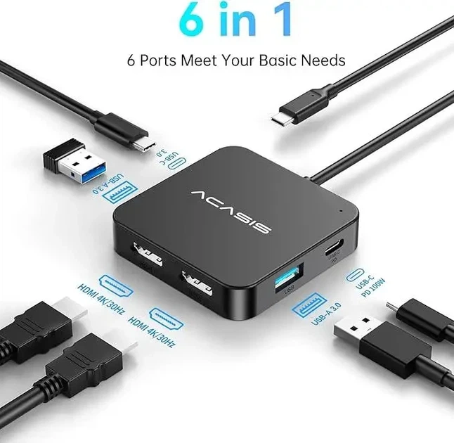 Док-станція для ноутбука Acasis USB C Hub Dual HDMI HC31-2H15 - Уценка - Фото 3 Док-станція для ноутбука Acasis USB C Hub Dual HDMI HC31-2H15 - Уценка - изображение 3