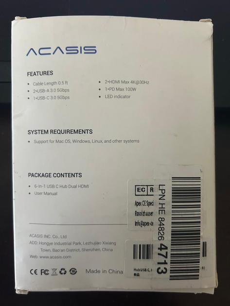 Док-станція для ноутбука Acasis USB C Hub Dual HDMI HC31-2H15 - Уценка - Фото 5 Док-станція для ноутбука Acasis USB C Hub Dual HDMI HC31-2H15 - Уценка - изображение 5