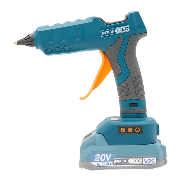 Акумуляторний клейовий пістолет PROFI-TEC PGG1220 (20 В, темп. 100 – 200 °С, стрижні 11×150 мм, LCD дисплей) без АКБ та ЗП, коробка (008011) - Фото 4 Акумуляторний клейовий пістолет PROFI-TEC PGG1220 (20 В, темп. 100 – 200 °С, стрижні 11×150 мм, LCD дисплей) без АКБ та ЗП, коробка (008011) - изображение 4