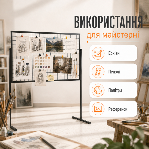 Декоративный мудборд в рамке 100×60 см на ножках черный 20 прищепок 5 фотокарточек 2 чеклиста для декорирования комнаты - изображение 2