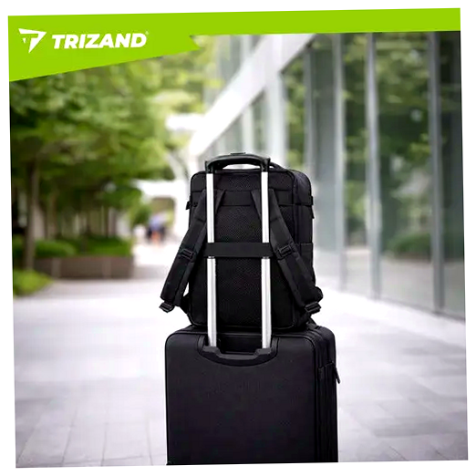 Рюкзак туристический 42x32x40 см USB-порт 12 карманов черный Trizand HM-0118 - изображение 10