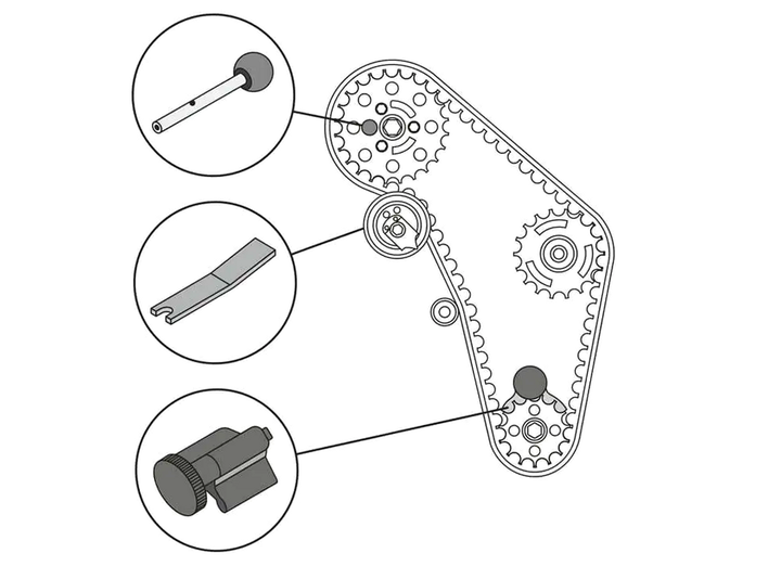 Приспособление для фиксации ГРМ 1.2 1.4 1.9 для автомобилей VW Audi Seat Skoda Ford 3 шт углеродная сталь - изображение 4