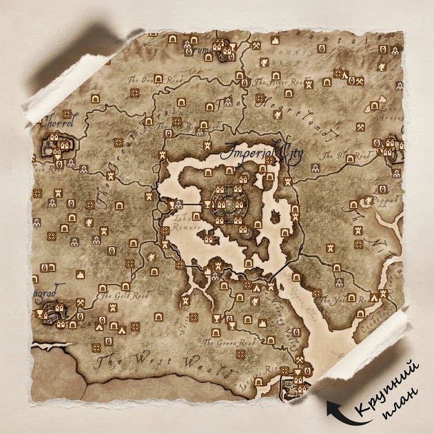 Постер Карта провинциї Сиродил, Тамриэль, Cyrodiil, Oblivion, Elder Scrolls, декор комнаты геймера, A3 30×37 см (id6588) - изображение 4