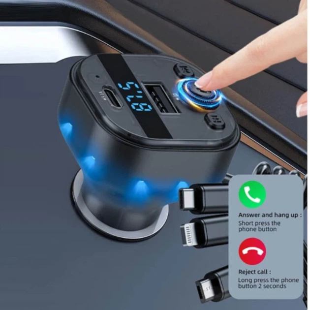 АЗП FM-модулятор WUW-C219 15 Вт 2 USB-порта Bluetooth 5.0 черный - изображение 5
