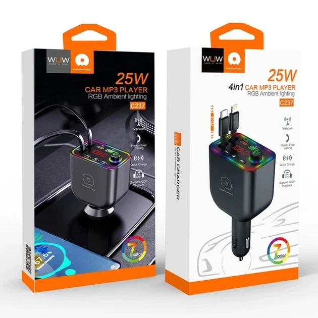 FM-модулятор WUW C237 25W Bluetooth с LED-дисплеем черный - Фото 2 FM-модулятор WUW C237 25W Bluetooth с LED-дисплеем черный - изображение 2