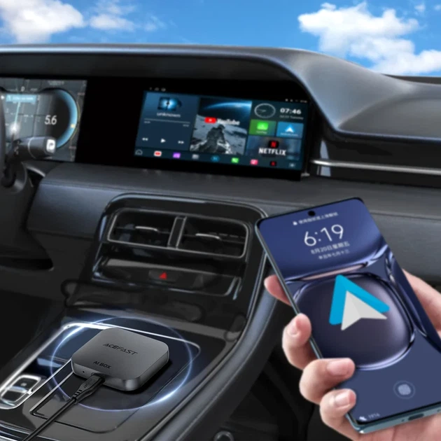 Адаптер беспроводной ACEFAST QC2 для CarPlay и Android Auto Металлический серый 63,3х61х10,82 мм ABS - изображение 7