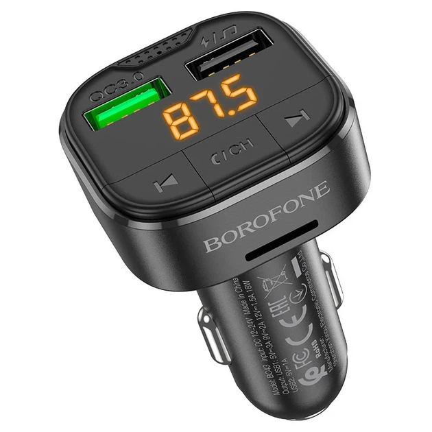 FM-модуль Borofone BC43 Flash Quick Charge 18W Bluetooth 5.0 черный - изображение 4
