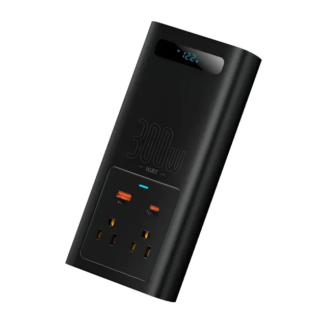 Автомобільний інвертор Baseus IGBT Power Inverter 300W 110V USB-C чорний - зображення 4